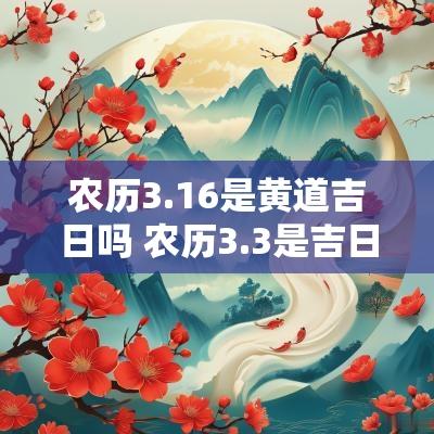 农历3.16是黄道吉日吗 农历3.3是吉日吗