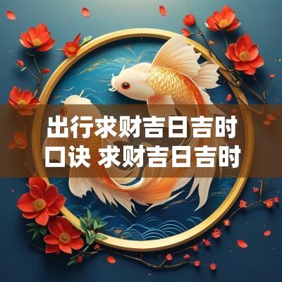 出行求财吉日吉时口诀 求财吉日吉时查询