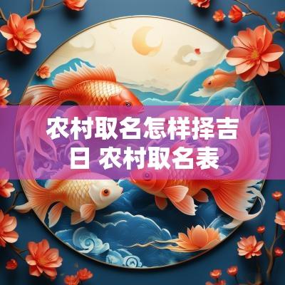 农村取名怎样择吉日 农村取名表