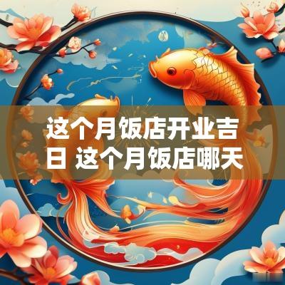 这个月饭店开业吉日 这个月饭店哪天开业是黄道吉日