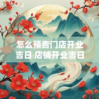 怎么预告门店开业吉日 店铺开业吉日吉时查询