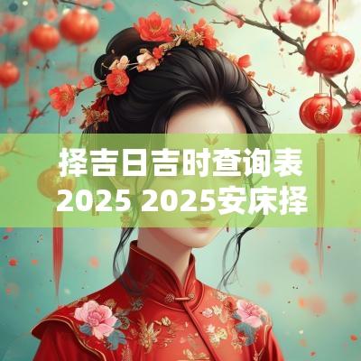 择吉日吉时查询表2025 2025安床择吉日