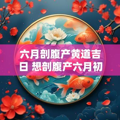 六月剖腹产黄道吉日 想剖腹产六月初八好还是初九好