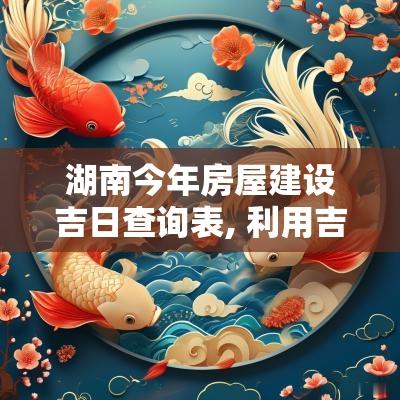 湖南今年房屋建设吉日查询表, 利用吉日选择理想的建房时间