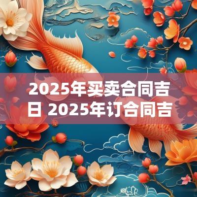 2025年买卖合同吉日 2025年订合同吉日