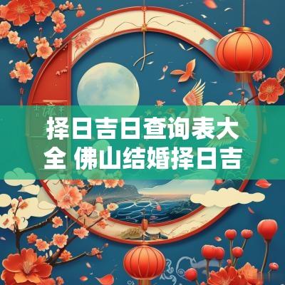 择日吉日查询表大全 佛山结婚择日吉日查询表