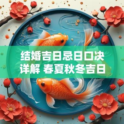 结婚吉日忌日口决详解 春夏秋冬吉日忌日口诀