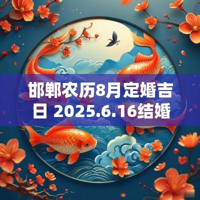 邯郸农历8月定婚吉日 2025.6.16结婚吉日