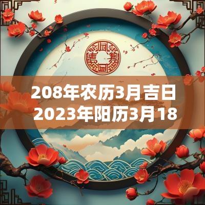 208年农历3月吉日 2025年阳历3月18日黄道吉日