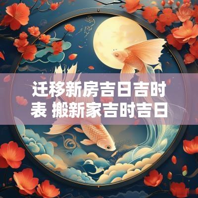 迁移新房吉日吉时表 搬新家吉时吉日查询表