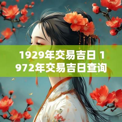1929年交易吉日 1972年交易吉日查询