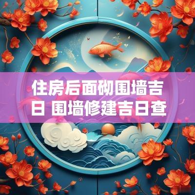 住房后面砌围墙吉日 围墙修建吉日查询方法