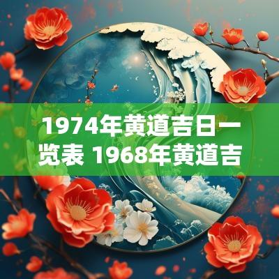 1974年黄道吉日一览表 1968年黄道吉日