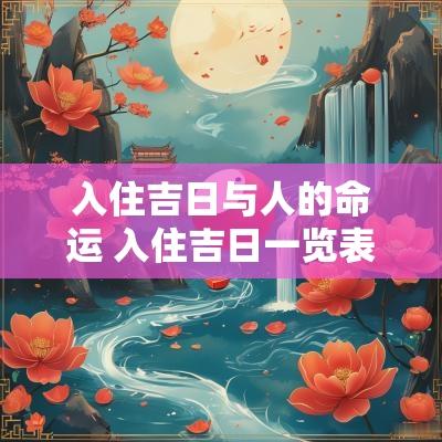 入住吉日与人的命运 入住吉日一览表