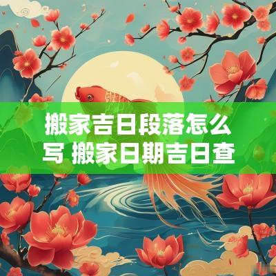 搬家吉日段落怎么写 搬家日期吉日查询表