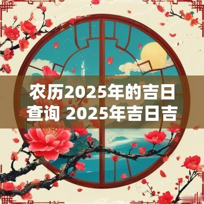 农历2025年的吉日查询 2025年吉日吉时大全表