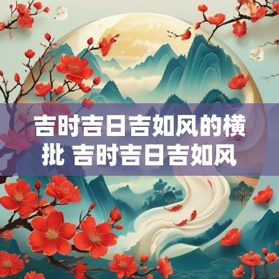吉时吉日吉如风的横批 吉时吉日吉如风的下一句