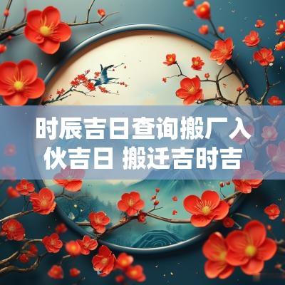 时辰吉日查询搬厂入伙吉日 搬迁吉时吉日查询大全