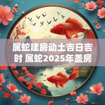 属蛇建房动土吉日吉时 属蛇2025年盖房最佳时间