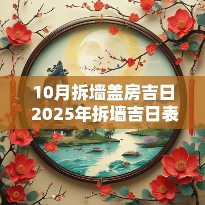 10月拆墙盖房吉日 2025年拆墙吉日表