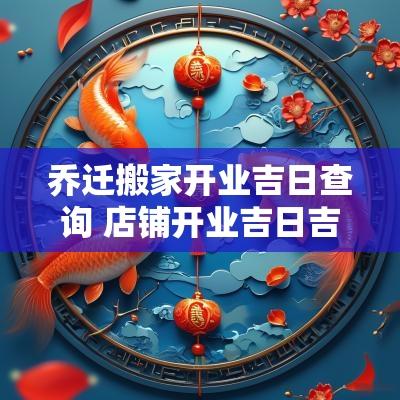 乔迁搬家开业吉日查询 店铺开业吉日吉时查询