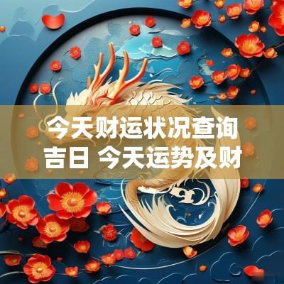 今天财运状况查询吉日 今天运势及财运方位查询