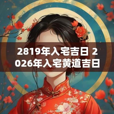 2819年入宅吉日 2026年入宅黄道吉日