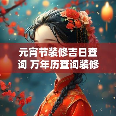 元宵节装修吉日查询 万年历查询装修吉日