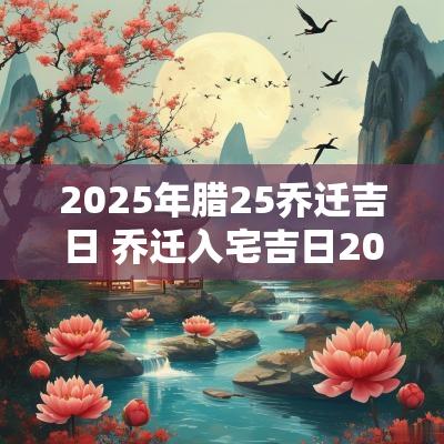 2025年腊25乔迁吉日 乔迁入宅吉日2025年