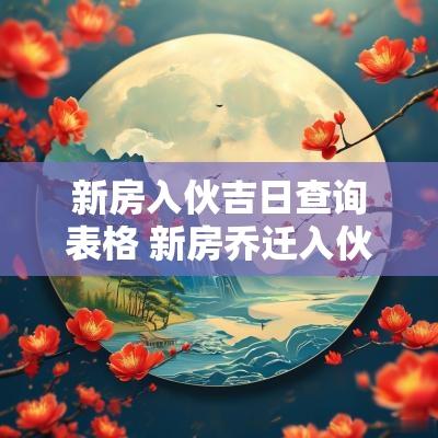 新房入伙吉日查询表格 新房乔迁入伙吉日查询
