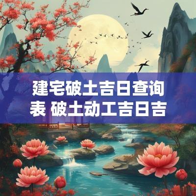 建宅破土吉日查询表 破土动工吉日吉时查询大全