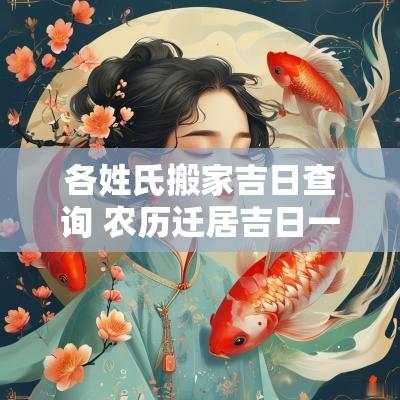 各姓氏搬家吉日查询 农历迁居吉日一览表