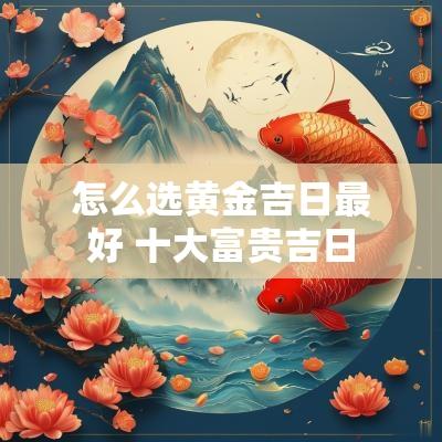 怎么选黄金吉日最好 十大富贵吉日