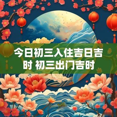 今日初三入住吉日吉时 初三出门吉时