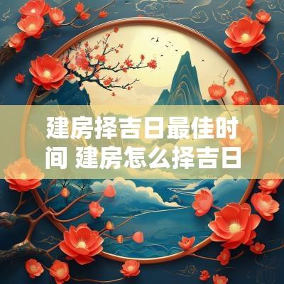 建房择吉日最佳时间 建房怎么择吉日吉时最好
