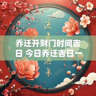 乔迁开财门时间吉日 今日乔迁吉日一览表 乔迁开财门时间吉日 今日乔迁吉日一览表