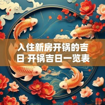 入住新房开锅的吉日 开锅吉日一览表