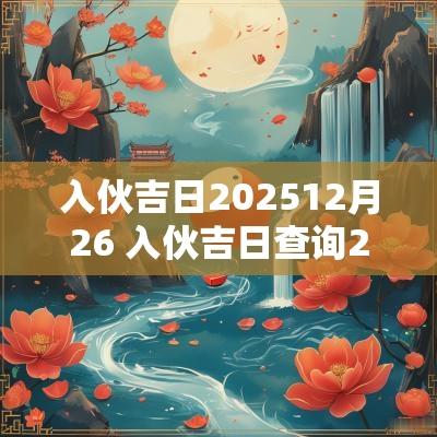 入伙吉日202512月26 入伙吉日查询2025年
