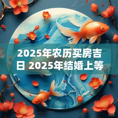 2025年农历买房吉日 2025年结婚上等吉日
