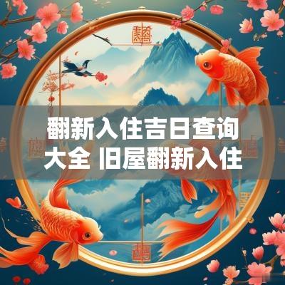 翻新入住吉日查询大全 旧屋翻新入住吉日