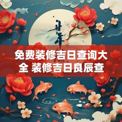 免费装修吉日查询大全 装修吉日良辰查询