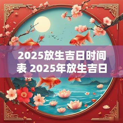 2025放生吉日时间表 2025年放生吉日广州