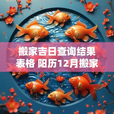 搬家吉日查询结果表格 阳历12月搬家吉日查询