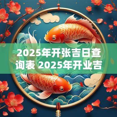 2025年开张吉日查询表 2025年开业吉日查询最新吉日