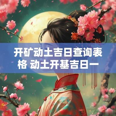 开矿动土吉日查询表格 动土开基吉日一览表