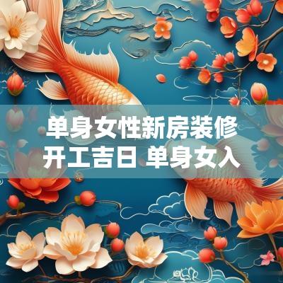 单身女性新房装修开工吉日 单身女入住新房注意事项