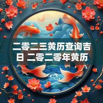 二零二三黄历查询吉日 二零二零年黄历吉日查询
