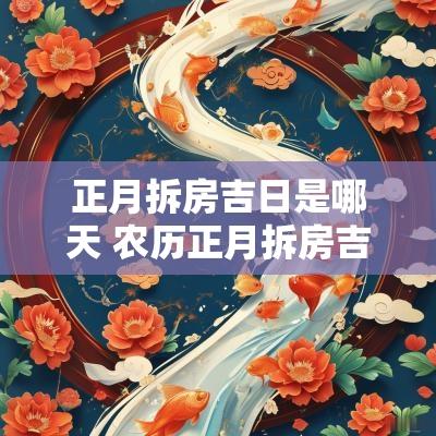 正月拆房吉日是哪天 农历正月拆房吉日查询