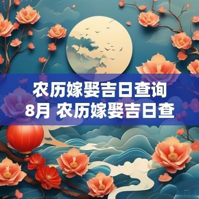 农历嫁娶吉日查询8月 农历嫁娶吉日查询2025年