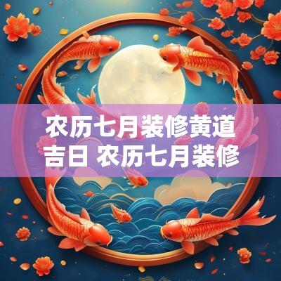 农历七月装修黄道吉日 农历七月装修的吉日是哪几天